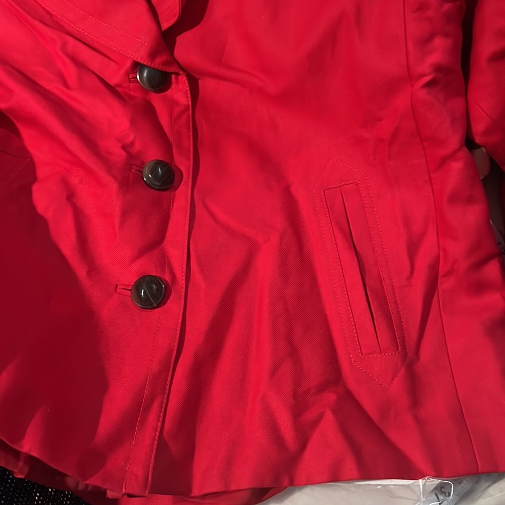 New Talbots Red Cotton/Linen Blend Jacket Size 16 Petite - Picture 8 of 9